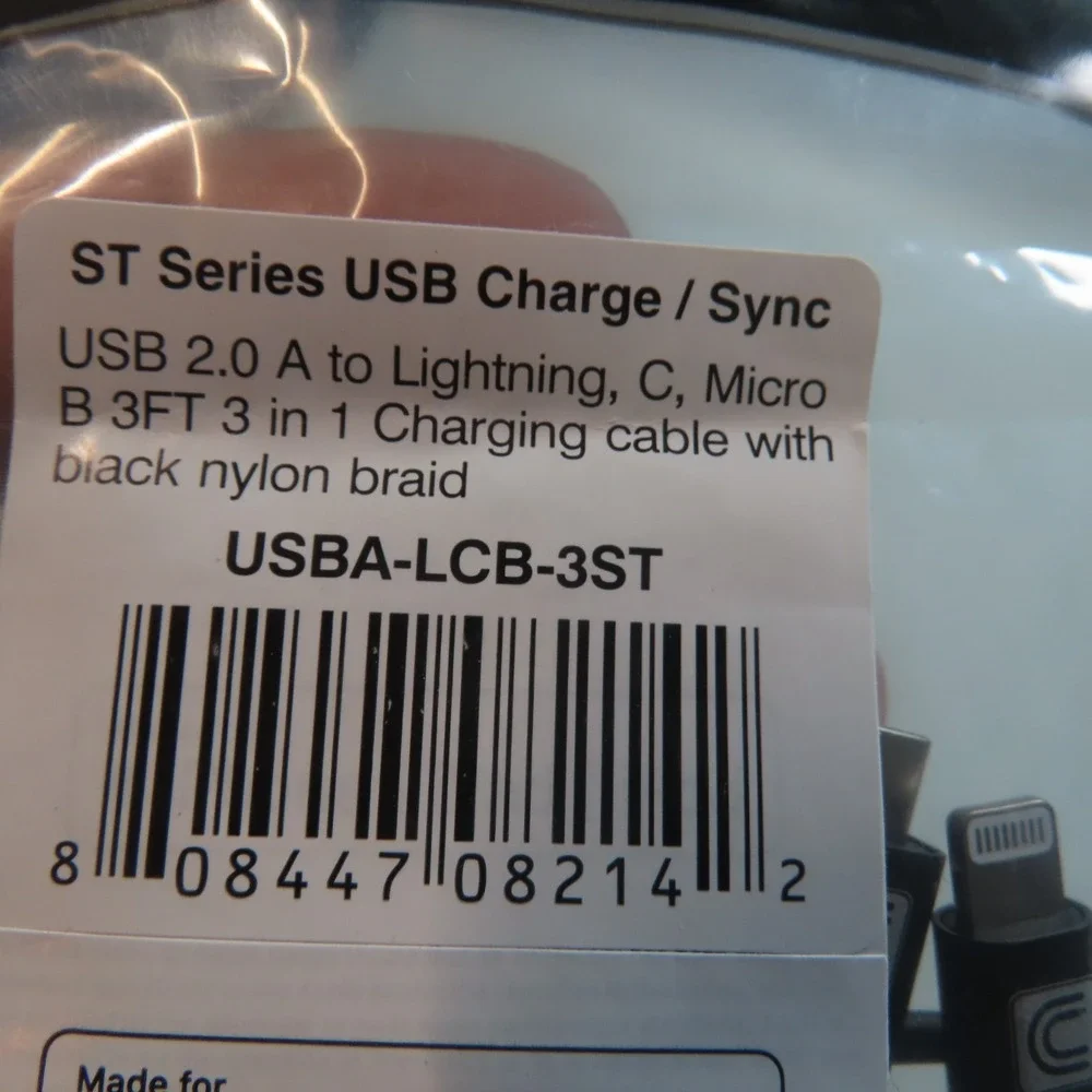 Standard Series USB-C 2.0 to A Cable 3-in-1 Mobile Charging Cable 3ft Black (USB